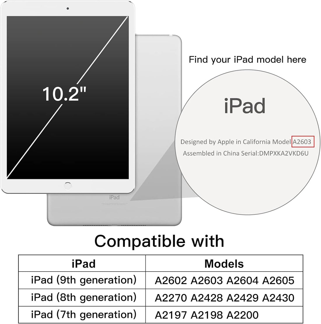 JETech Rotating Case for iPad 9/8/7 (10.2-Inch, 2021/2020/2019 Model, 9th/8th/7th Generation) with Pencil Holder, 360 Degree Rotation Protective Stand Cover Clear Back, Auto Wake/Sleep (Silver)