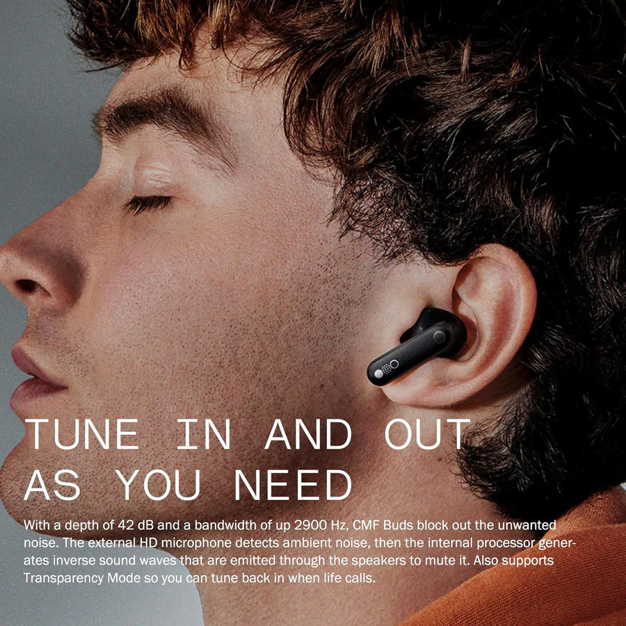 CMF BY NOTHING Buds Wireless Earbuds,42dB Active Noise Cancellation,35.5H Playtime IP54 Waterproof Earphones,Bluetooth 5.3 Dual-Device Connection in Ear Headphones for iPhone & Android (Light Grey)