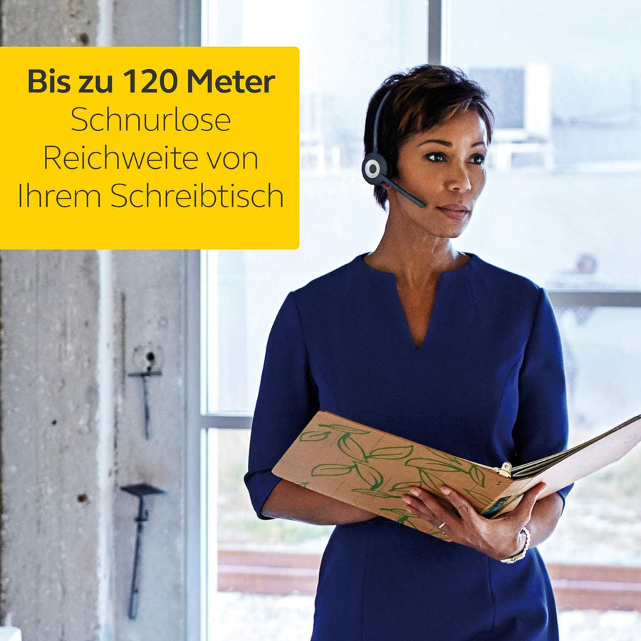 Jabra Pro 920 DECT Kabelloses On-Ear Mono Headset - HD Voice und Noise Cancelling - ganztägige Akkulaufzeit - optimal zur Verwendung mit Tischtelefonen in Europa - EU-Stecker
