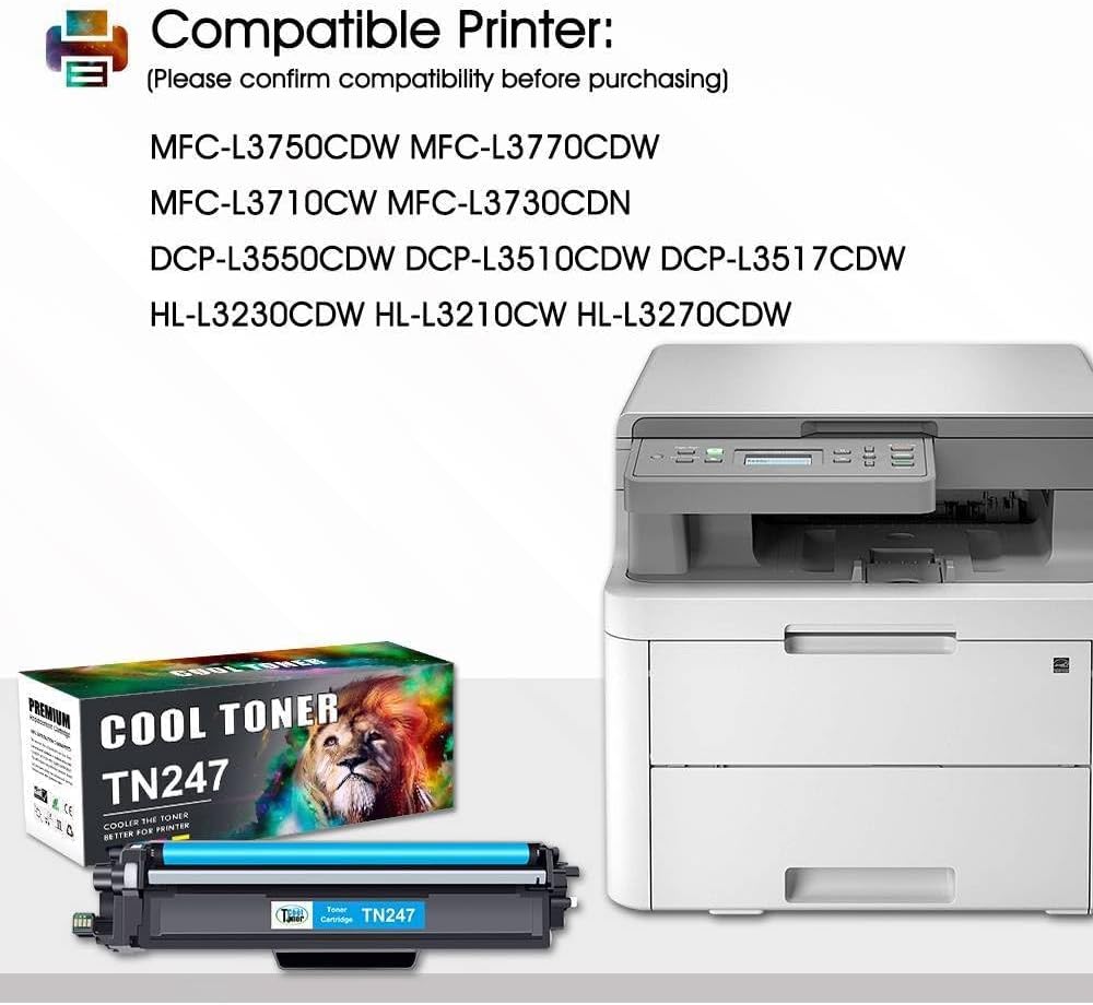 Cool Toner Compatible TN-243CMYK TN247 Toner for Brother MFC L3750CDW DCP-L3550CDW Toner MFC-L3750CDW MFC-L3770CDW MFC-L3710CW MFC-L3730CDN HL-L3230CDW HL-L3210CW TN243CMY K TN-24 7 TN-243 Pack of 5