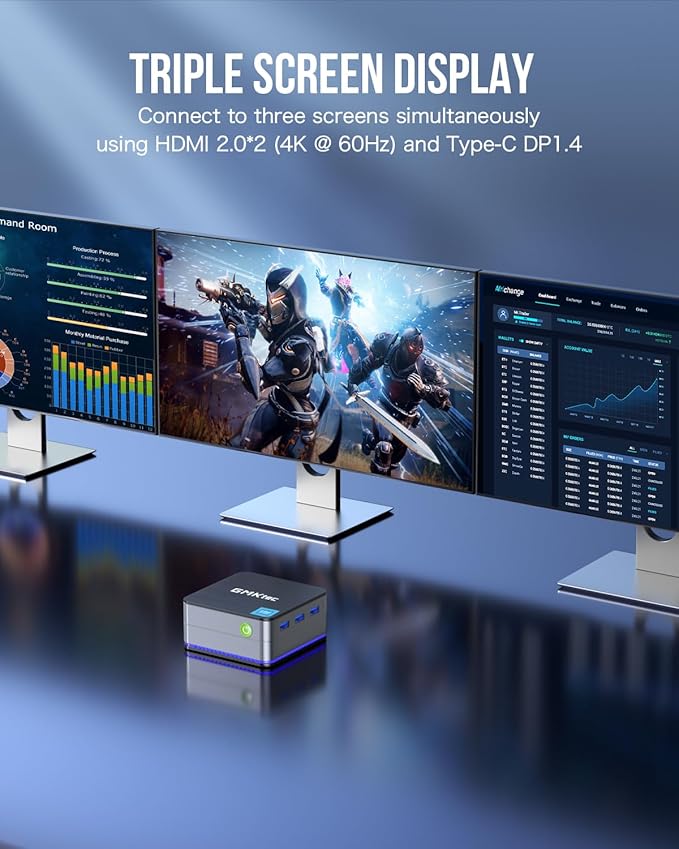GMKtec Desktop Mini PC Windows 11 Pro Intel N100 12GB DDR5 512GB SSD Dual LAN