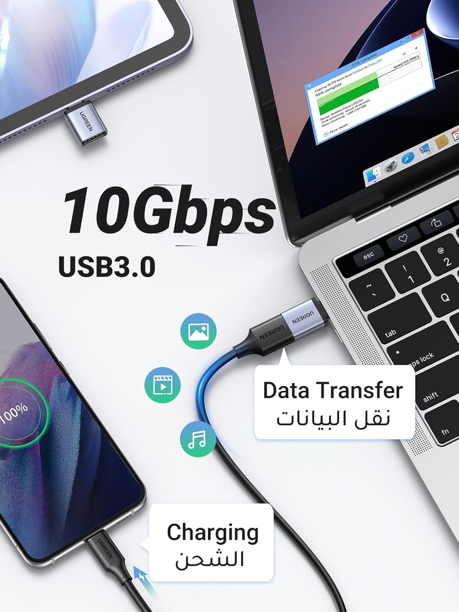 UGREEN USB to USB C Adapter (2Pcs) 10Gbps Transfer Type C to A 3.0 OTG Adapter C Converter Compatible for Samsung S24 Ultra Series