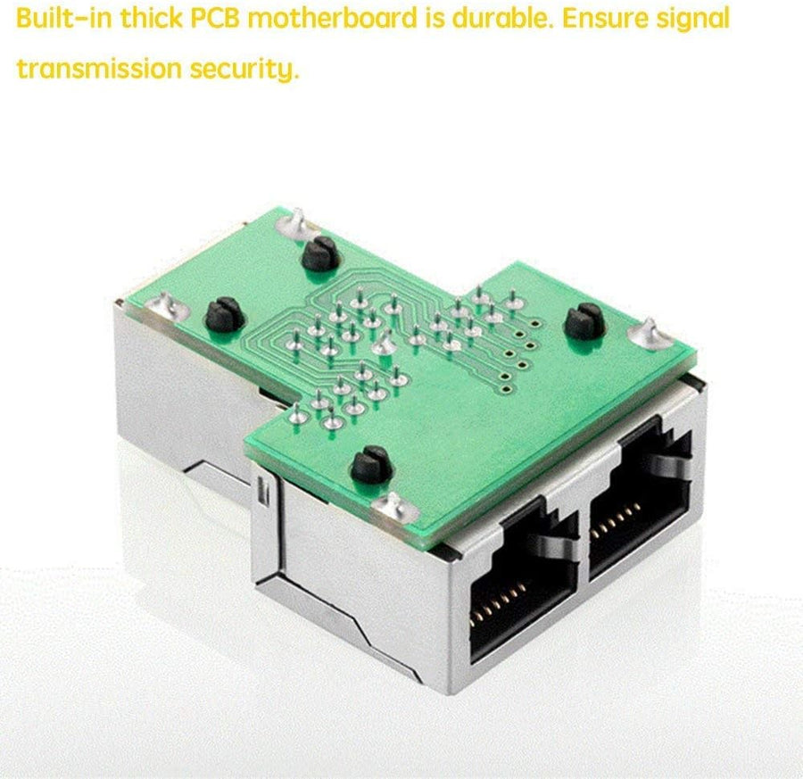 2 pack RJ45 Splitter Connectors Adapter 1 to 2 Ethernet Splitter Coupler Double Socket HUB Interface Contact Modular Plug Connect Network LAN Internet Cat5 Cat6 Cable