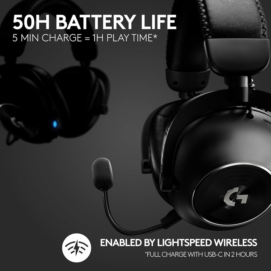 Logitech G PRO X 2 LIGHTSPEED Wireless Gaming Headset, Detachable Boom Mic, 50mm Graphene Drivers, DTS