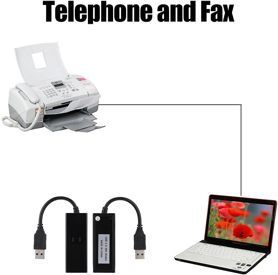 Wendry USB2.0 56K Fax Modem,External Hardware Dial Up V.92 Modem,USB Data Modem,Voice Fax Data Modem/Dongle/Adapter,Computer/Laptop Fax Modem,for Windows 98 SE/ME/2000/XP/Vista/Win 7