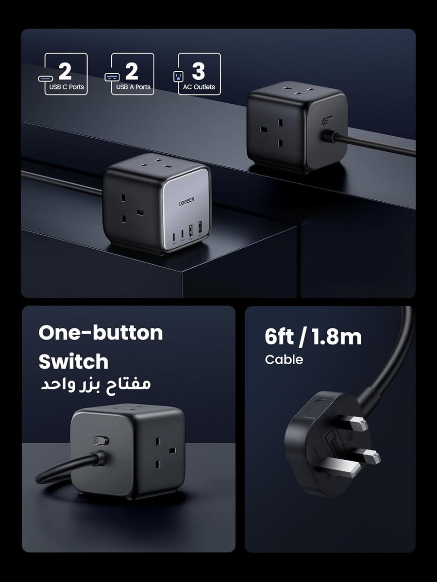 UGREEN 65W Multiple Power Strip,Nexode GaN USB C Charger