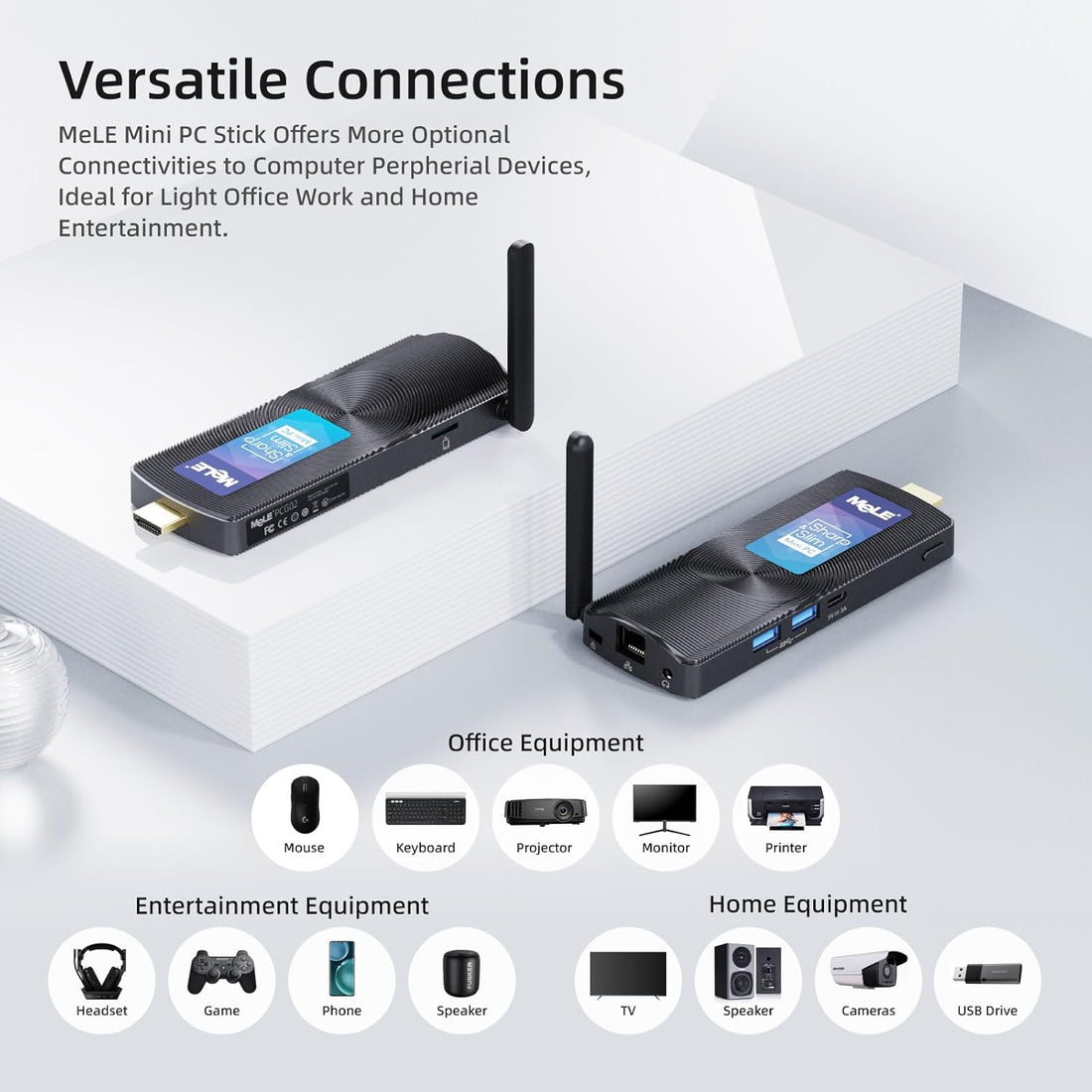 MeLE PCG02 Fanless Mini PC Stick Windows 11 Home N4000 4GB/128GB Portable Mini Desktop Computer Support HDMI 4K 60Hz