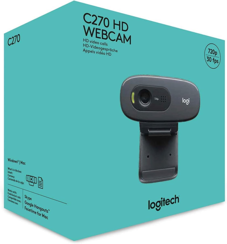 Logitech C270 Webcam 3 MP 1280 x 720 pixels USB 2.0 Black