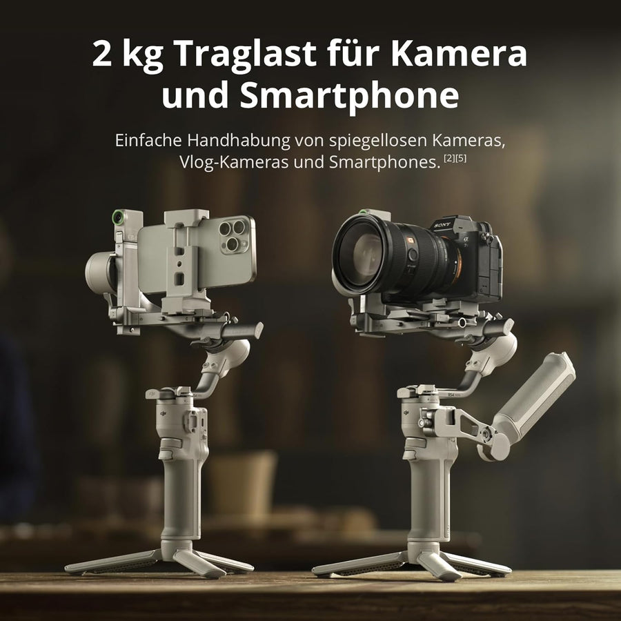 DJI RS 4 Mini Combo Gimbal Stabilizer for Camera Canon/Sony/Panasonic/Nikon/Fujifilm Car Axis Locks Intelligent Tracking 2kg Load Capacity Camera Gimbal Briefcase Handle
