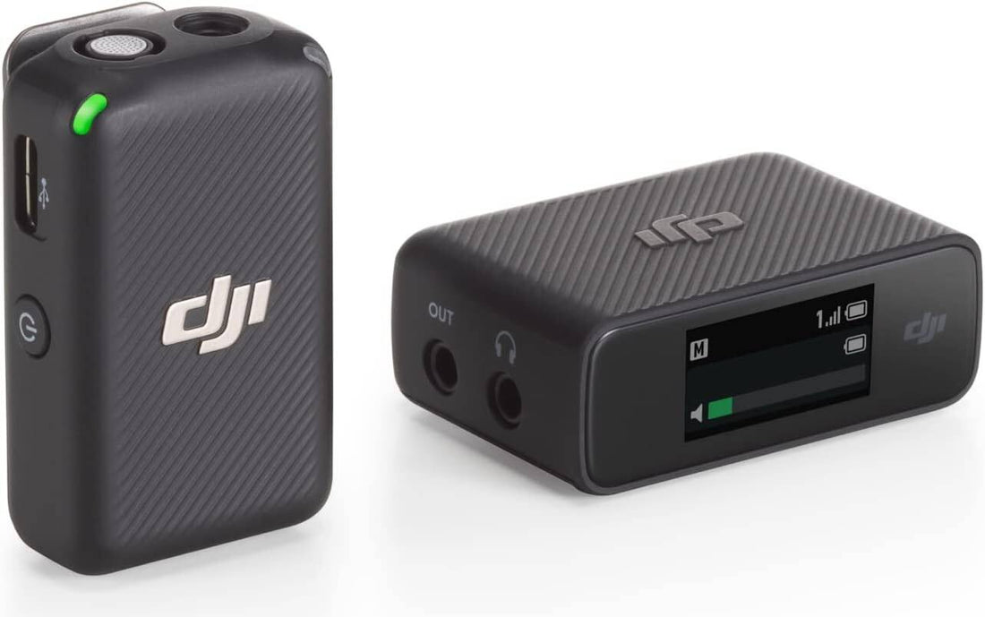 DJI Mic (1 TX + 1 RX), Wireless Lavalier Microphone, 250m (820 ft.) Range, 14 Hour Recording, Wireless Mic for PC, iPhone, Cameras, Vlogs, Live Stream, UAE Version