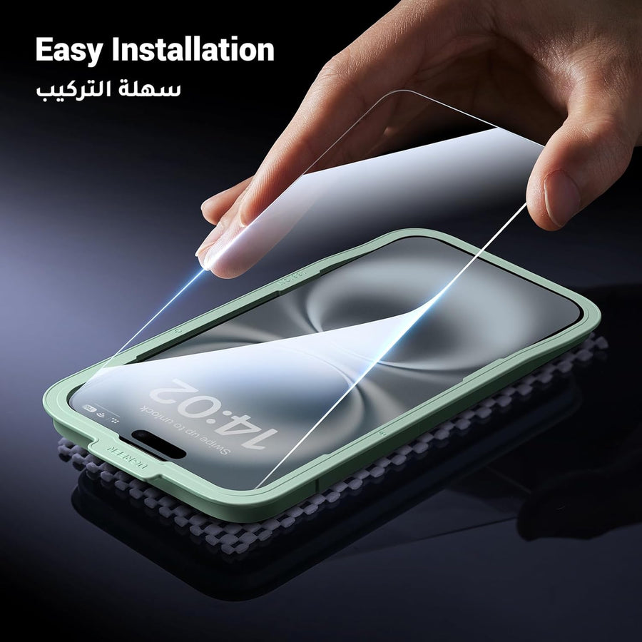 UGREEN iPhone 15 Plus/iPhone 16 Plus Screen Protector 6.7'' 9H+ Unbreakable Protection HD Ultra Clear Military-Grade Tempered Glass Screen Protector Easy to Install Anti-Fingerprint Fit for Most Case
