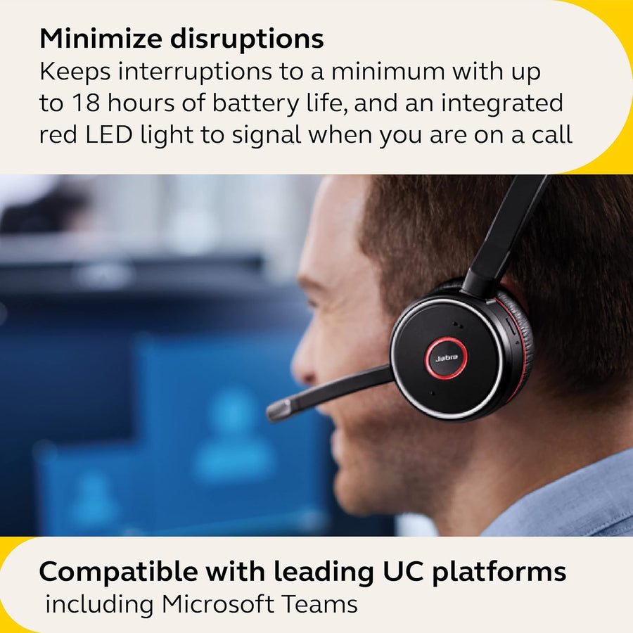 Jabra Evolve 75 SE Stereo Wireless Headset - Bluetooth Headset with Noise-Cancelling Microphone