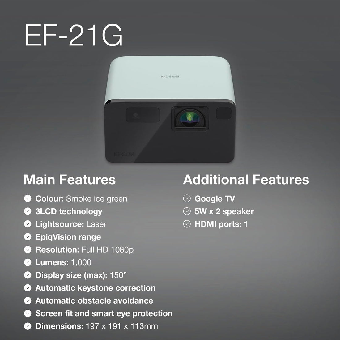 Epson EF-21 Mini Smart Laser Projector