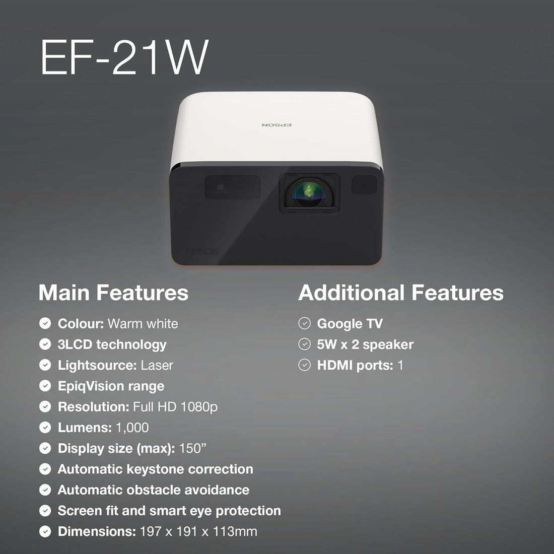 Epson EF-21 Mini Smart Laser Projector