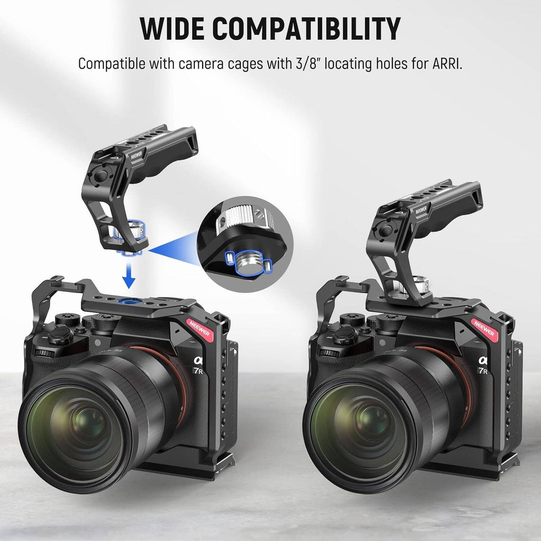 NEEWER Camera Top Handle CA007 with ARRI 3/8" Locating Pins Silicone Grip