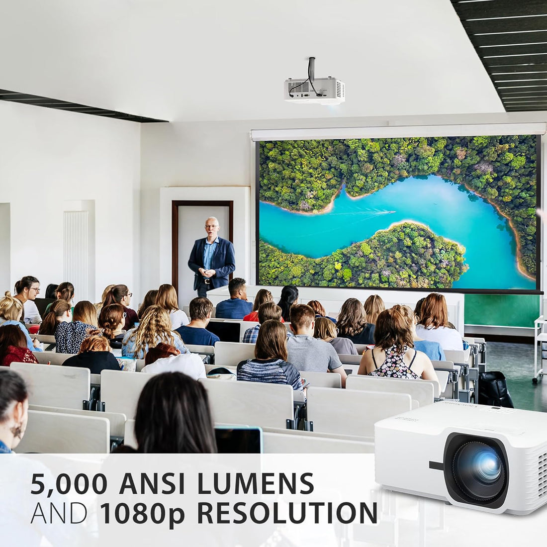 ViewSonic LS740HD 5000 Lumens 1080p Laser Projector with 1.3x Optical Zoom