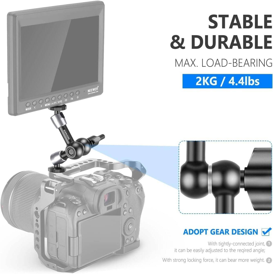 Neewer 5.9"/15cm Adjustable Articulating Friction Magic Arm with Dual 1/4" Threaded Ball Heads Compatible with SmallRig Cage