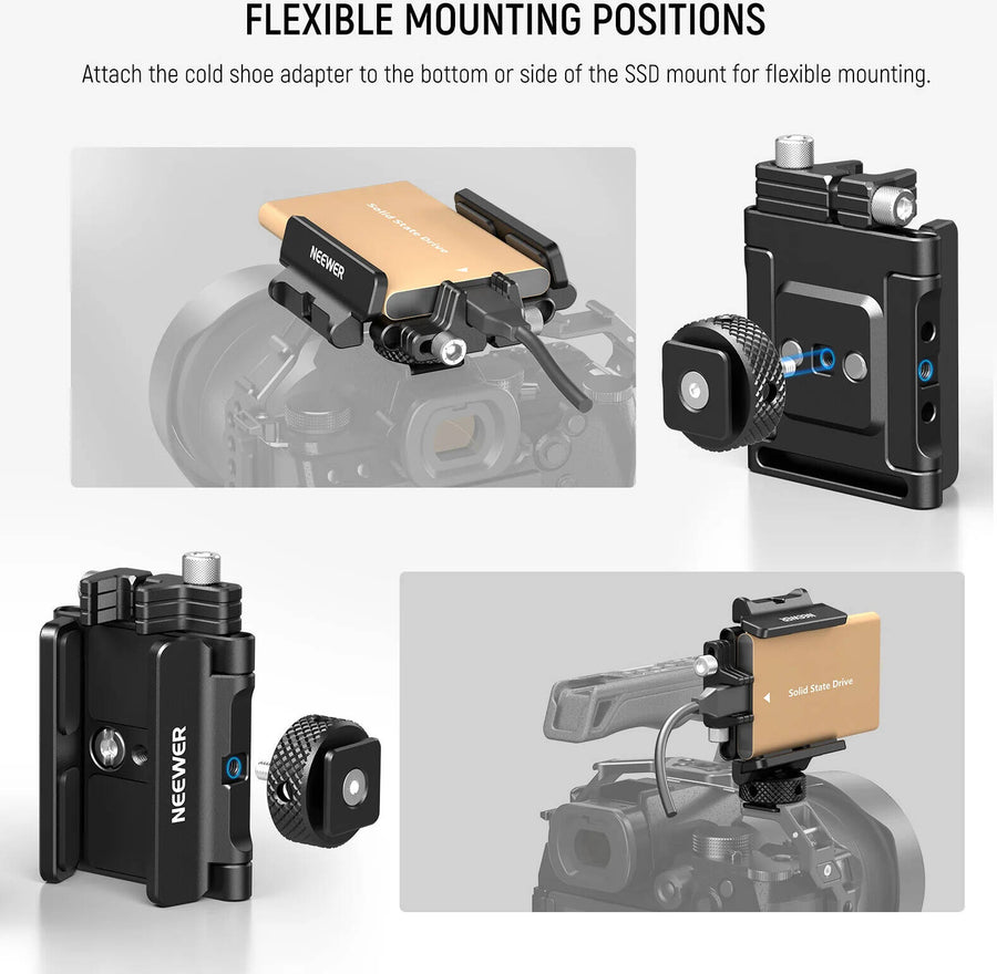 NEEWER Mount Bracket SSD Holder with Cold Shoe Clamp