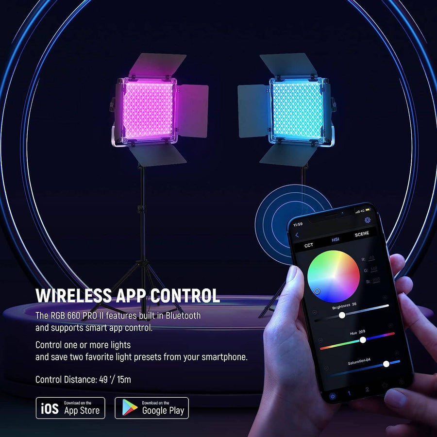 NEEWER Upgraded 660 PRO II RGB LED Video Light with App Control&Stand Kit