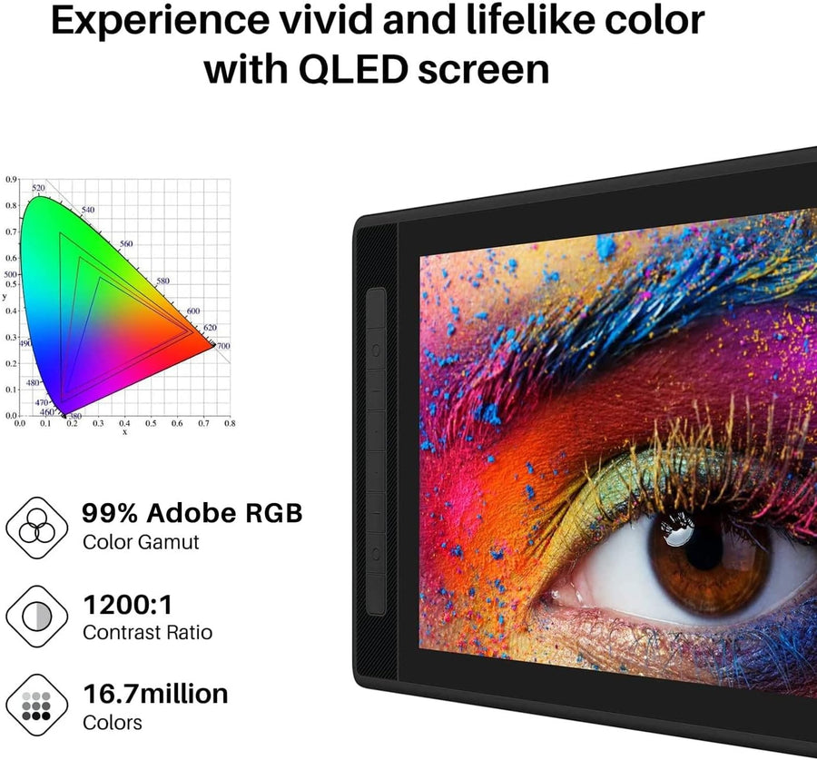 HUION KAMVAS Pro 16 2.5K QHD Drawing Tablet with Screen QLED Full-Laminated Graphics Tablet with Battery-Free Pen