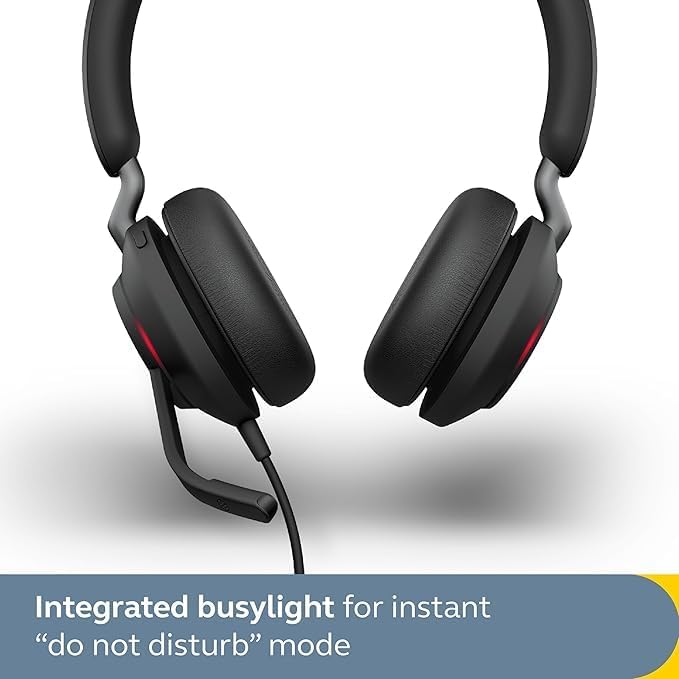 Jabra Evolve2 40 SE Wired Noise-Cancelling Stereo Headset With 3-Microphone Call Technology and USB-A Cable - MS Teams Certified