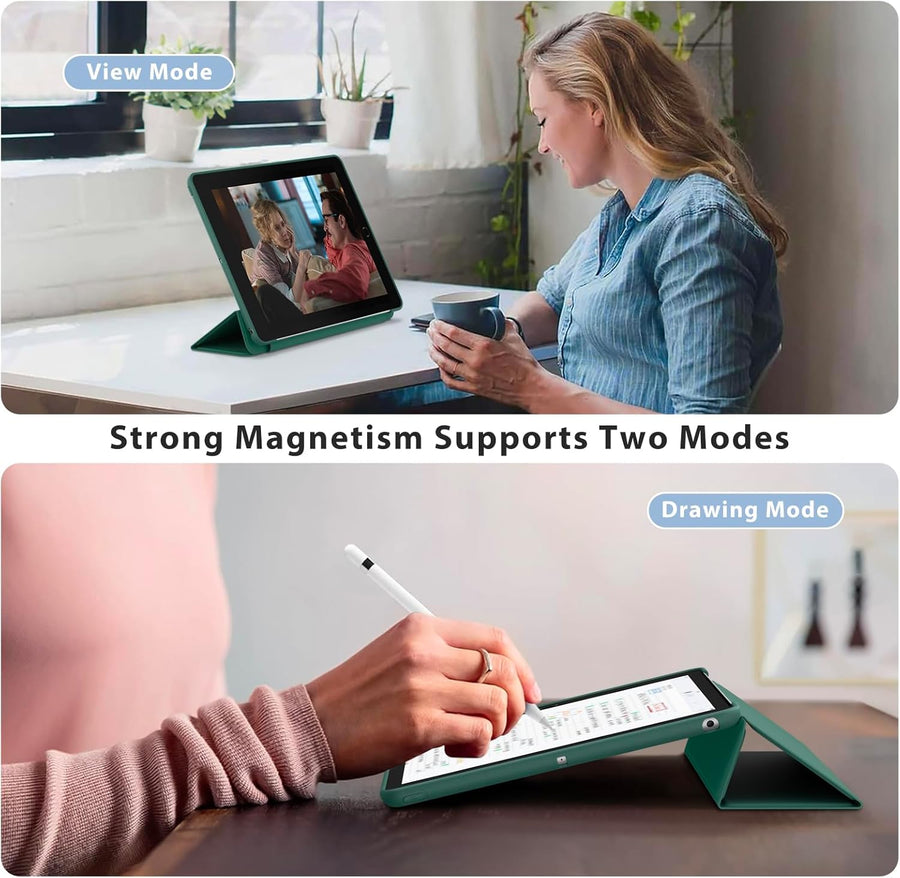 VANCLE PU Case for iPad 9/8/7 (10.2-Inch, 2021/2020/2019 Model, 9th/8th/7th Generation) ,Slim Stand Hard Back Shell Protective Smart Cover Case for 10.2 Inch iPad 9/8/7 (Green)