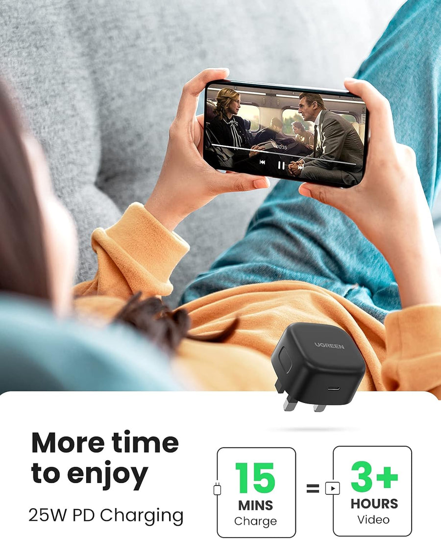 UGREEN 25W Fast Samsung Charger Set USB C Adapter Block With Samsung Adapter Cable 2M for Galaxy S25U