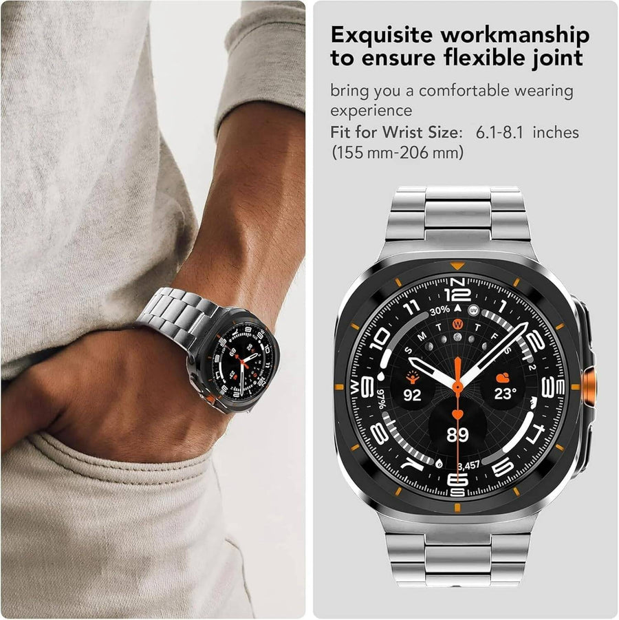 Uponhau Stainless Steel for Galaxy Watch Ultra band 47mm(2024), No Gap Metal Band for Samsung Galaxy Watch 7 Ultra 47mm for Men Women(Silver)