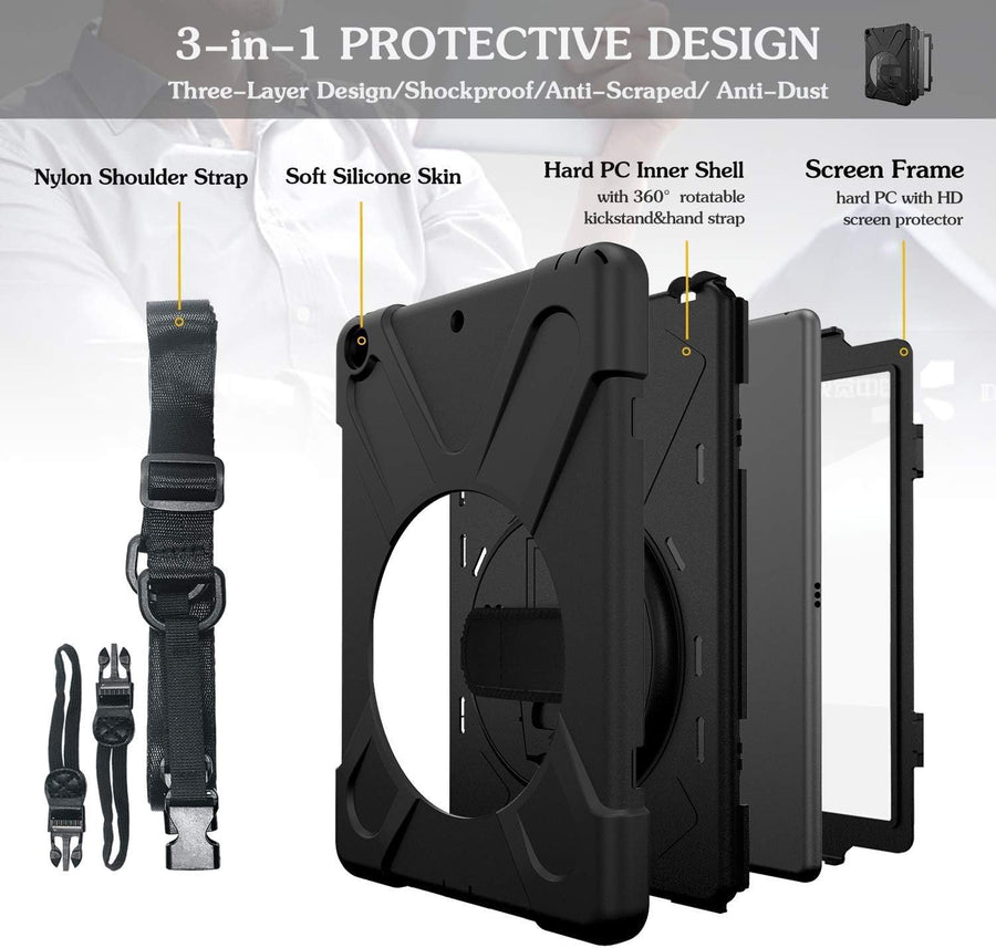 Herize iPad 9th/7th/ 8th Generation Case Cover iPad 10.2 Case 2021 2019 2020 with Screen Protector