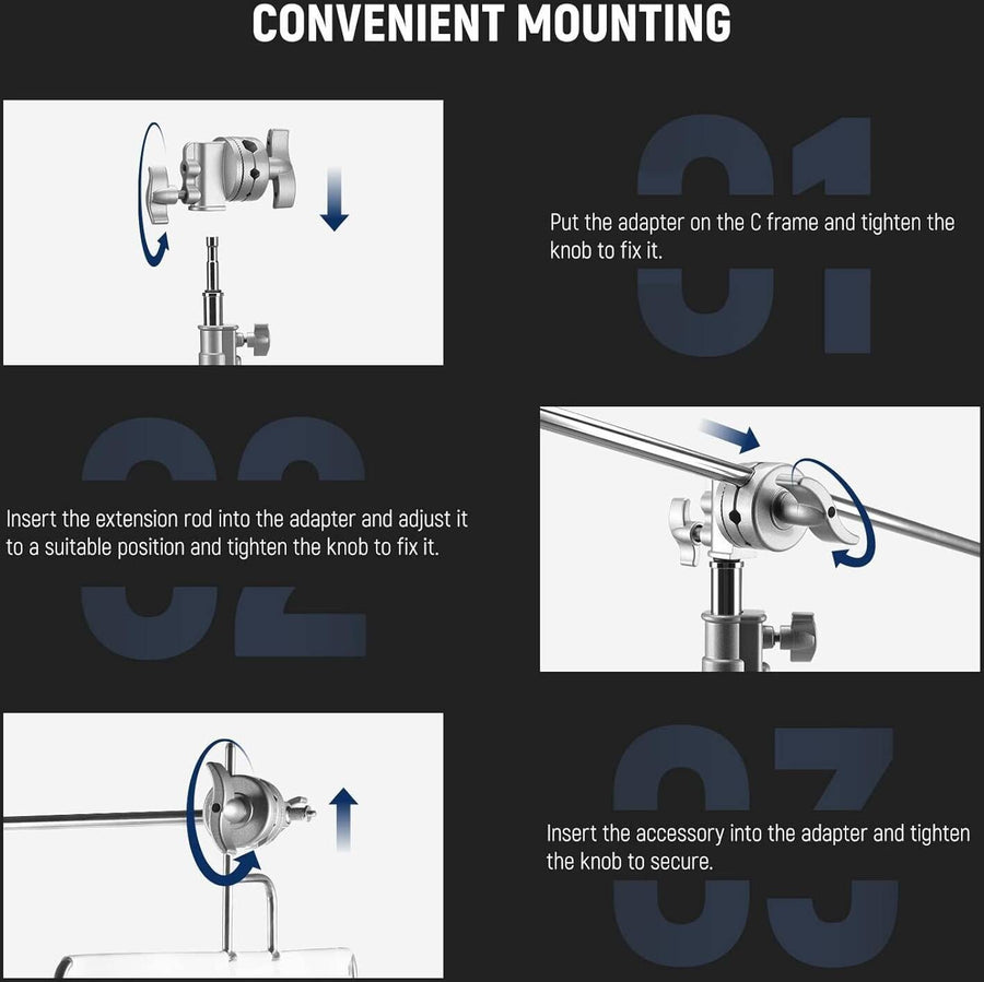 NEEWER Multifunctional Heavy Duty 2.5" Grip Head Holder Mounting Adapter for C Stand