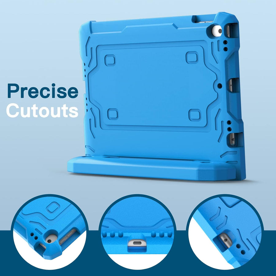 ETech Kids Case for iPad 10.2-Inch (9th/8th/7th Generation, 2021/2020/2019) with Built-in Screen Protector, Shockproof Full-Body Handle Stand Tablet Protective Cover (Blue)