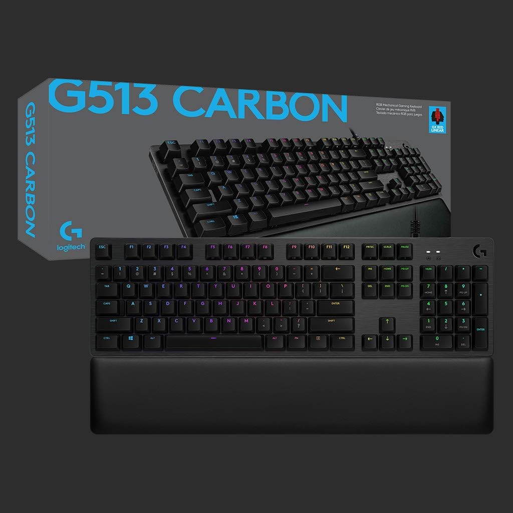 Logitech G513 Carbon LIGHTSYNC RGB Mechanical Gaming Keyboard with GX Red Switches - Linear
