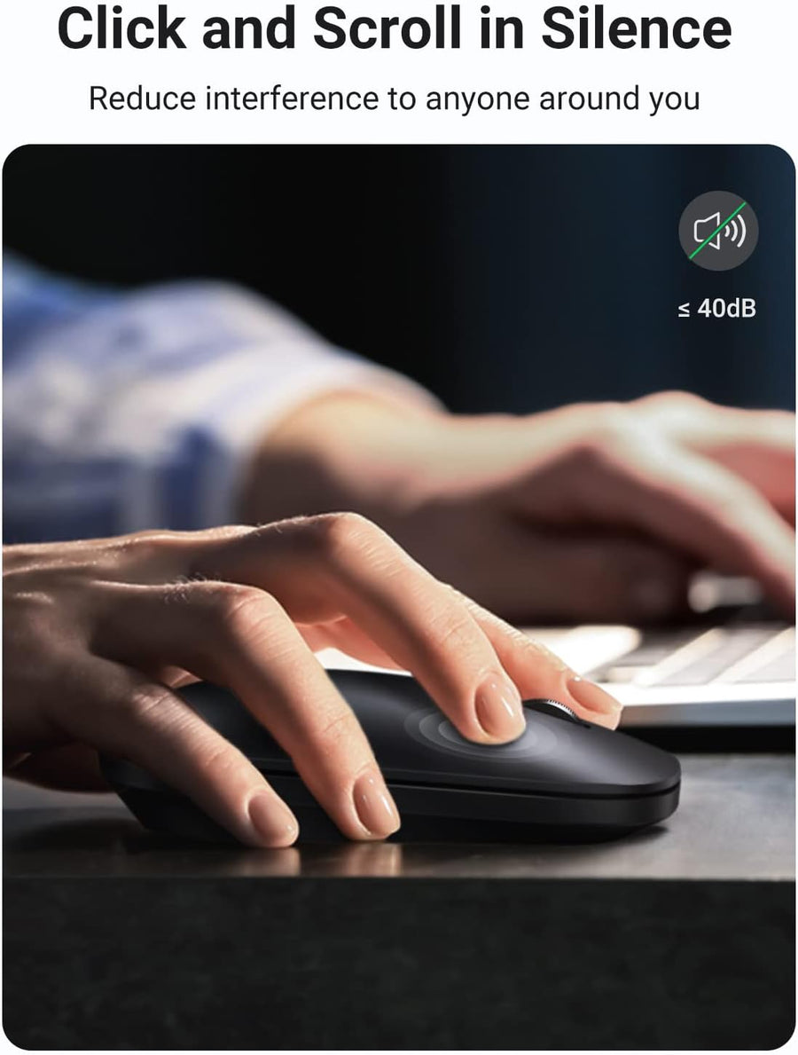 UGREEN Wireless Mouse Bluetooth 5.0 & USB Mouse 2.4G Dual Mode Silent Noiseless Slim Laptop Mice 4 Adjustable up to 4000DPI Compatible