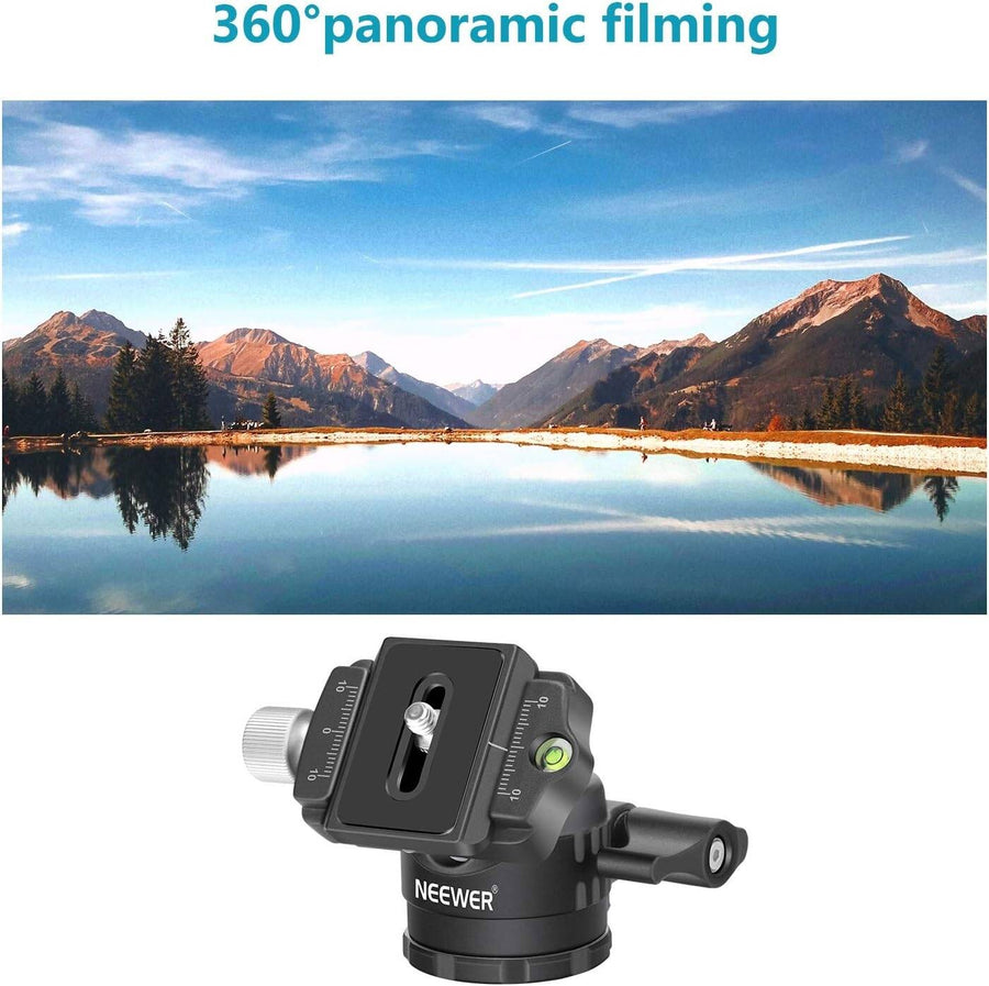 NEEWER 28mm Low-Profile Tripod Ball Head with Quick Release Plate & Bubble Level 360° Panoramic Rotation