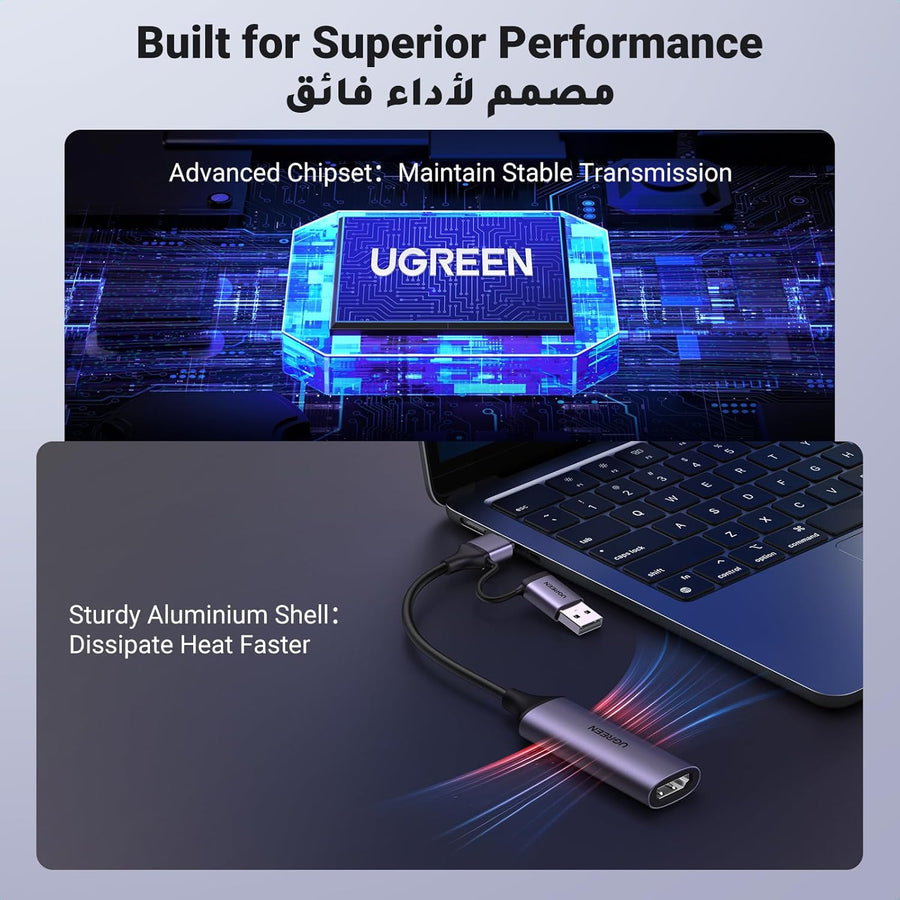 UGREEN 4K Video Capture Card HDMI to USB A/USB C