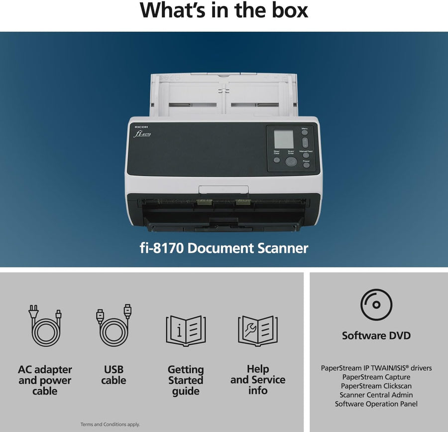 RICOH fi-8170 Premium Bundle Professional High Speed Document Scanner