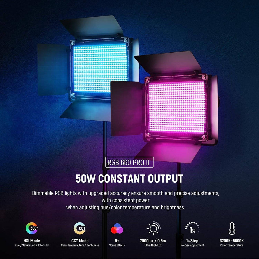 NEEWER Upgraded 660 PRO II RGB LED Video Light with App Control&Stand Kit
