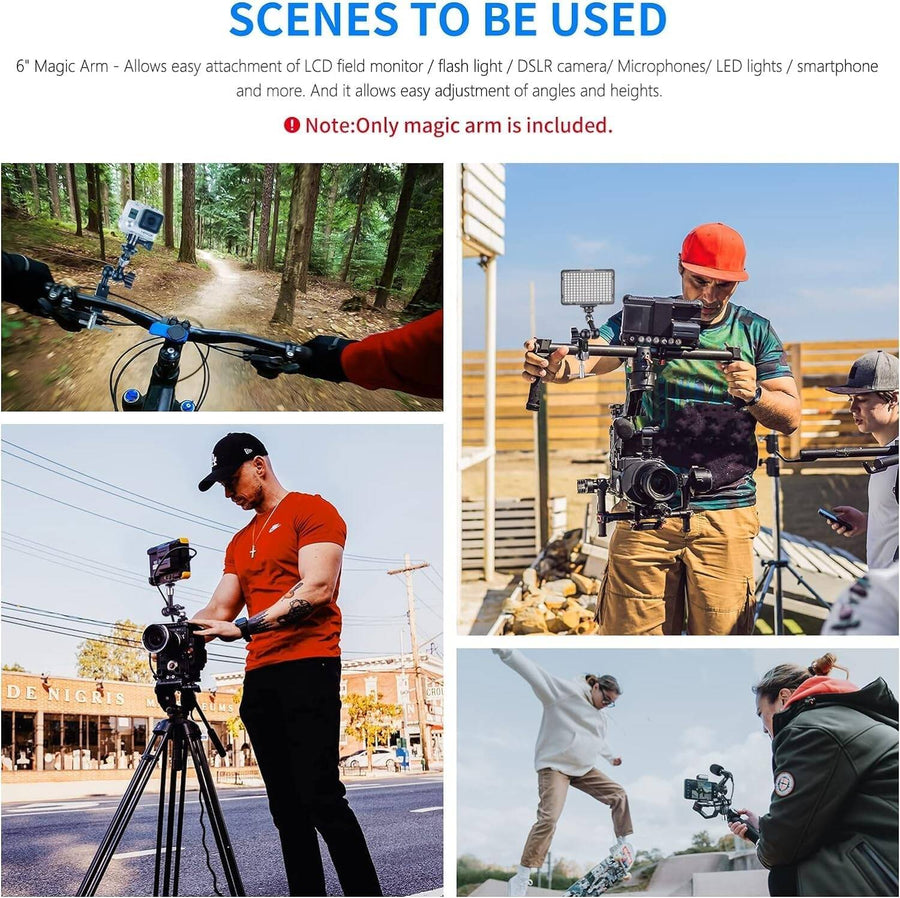 Neewer 5.9"/15cm Adjustable Articulating Friction Magic Arm with Dual 1/4" Threaded Ball Heads Compatible with SmallRig Cage