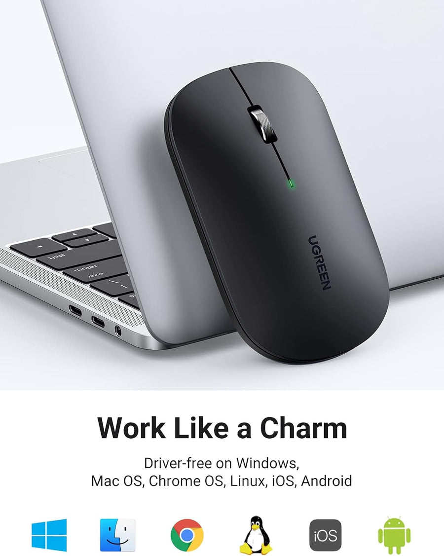 UGREEN Wireless Mouse Bluetooth 5.0 & USB Mouse 2.4G Dual Mode Silent Noiseless Slim Laptop Mice 4 Adjustable up to 4000DPI Compatible