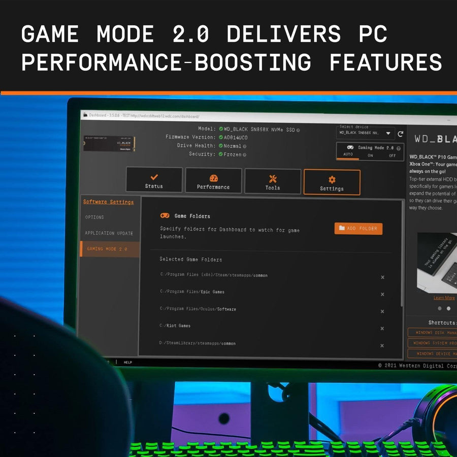 WD_BLACK WD SN850X 2TB M.2 2280 PCIe Gen4 NVMe Gaming SSD up to 7300 MB/s read speed
