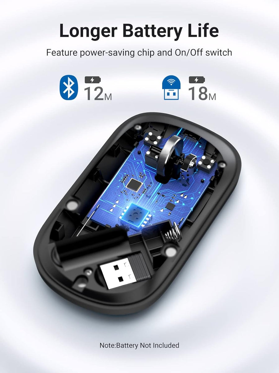 UGREEN Wireless Mouse Bluetooth 5.0 & USB Mouse 2.4G Dual Mode Silent Noiseless Slim Laptop Mice 4 Adjustable up to 4000DPI Compatible