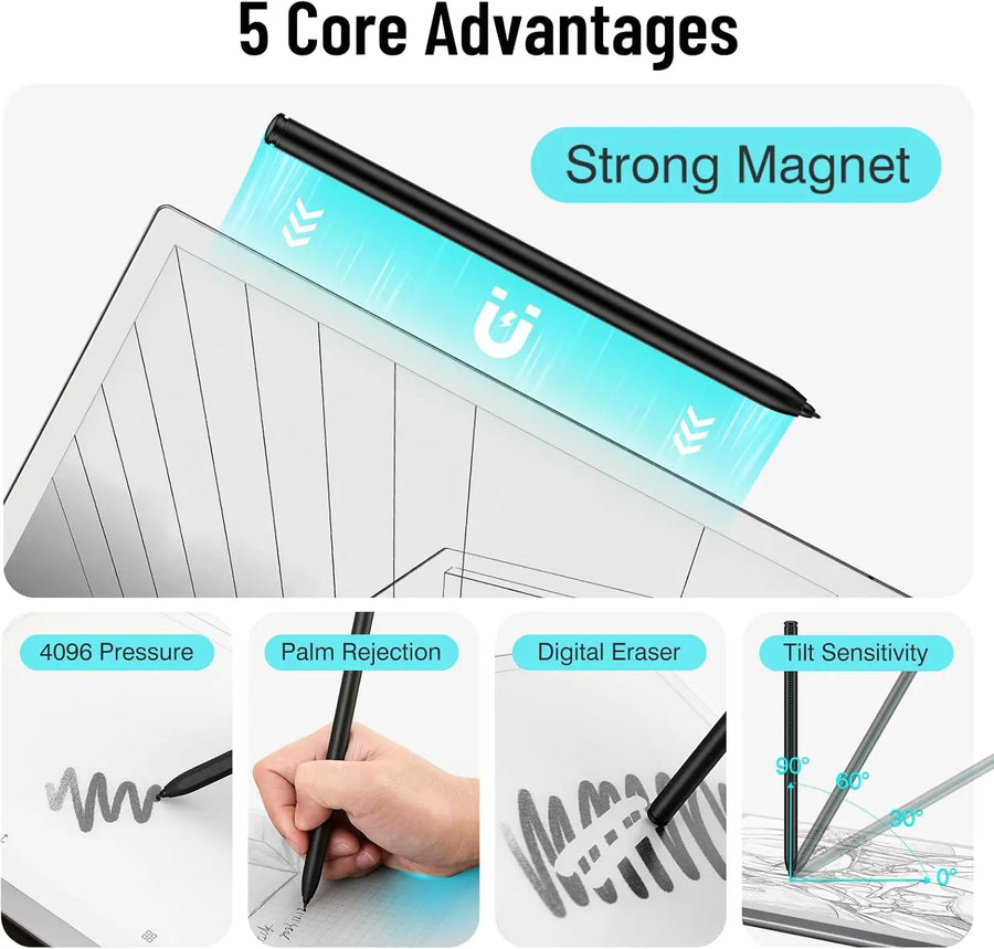 reMarkable Marker Plus The Official reMarkable 2 Pen with Eraser l 9 Felt Replacement Tips l Tilt Sensitivity and 4096 Levels of Pressure Sensitivity l Pen for Tablet