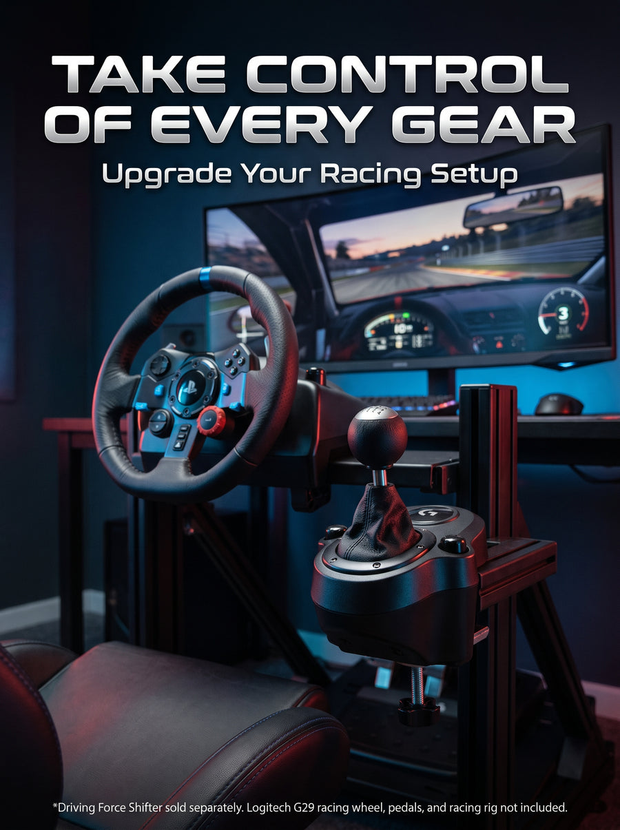 Logitech Driving Force Shifter for G29 G920 G923 – 6-Speed Racing Gear Shifter with Push-Down Reverse