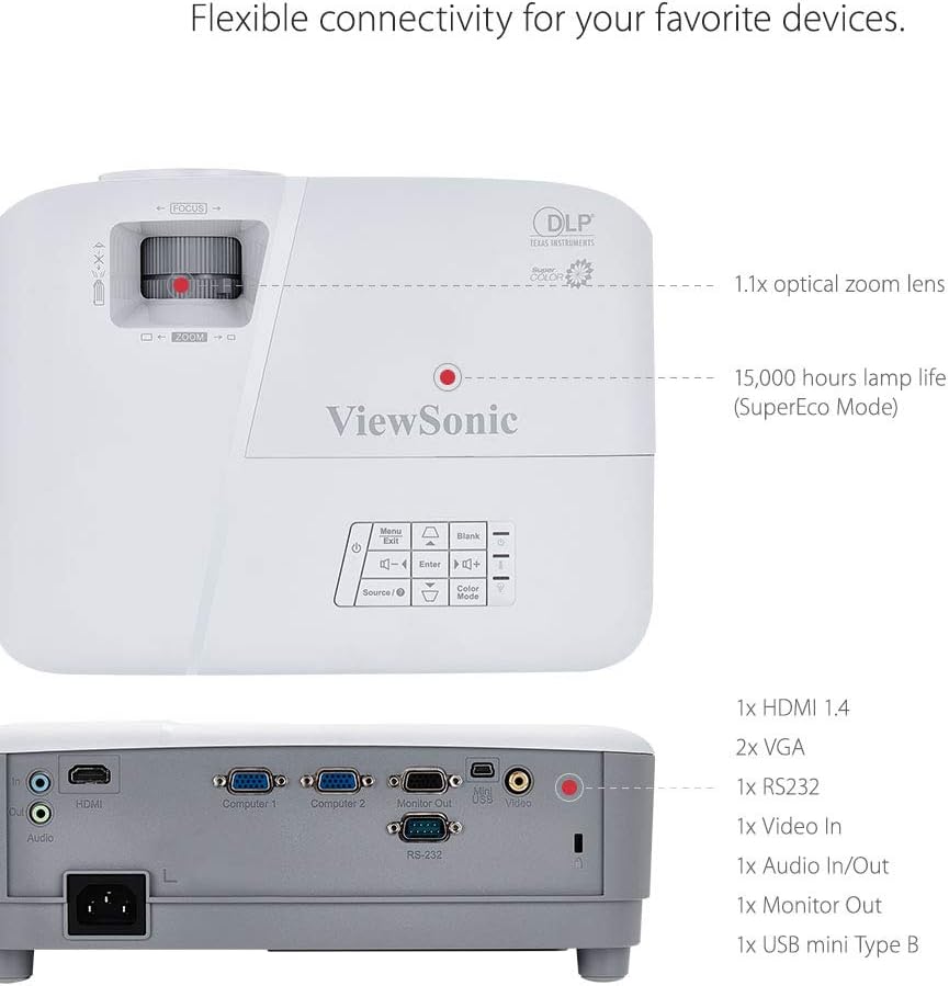 Viewsonic PA503X data projector Standard throw projector 3600 ANSI lumens DLP XGA (1024x768) Grey White