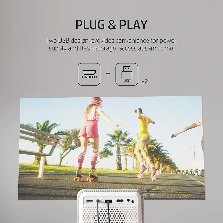 HP CC200 Projector Bundle with 84" Screen and Roku Express
