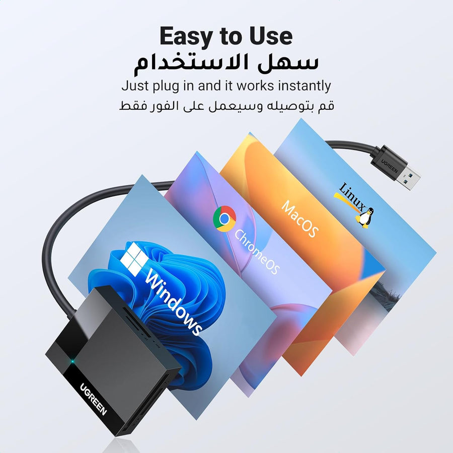 UGREEN USB 3.0 SD Card Reader 4-in-1 Micro SD Card Reader Memory Adapter 5Gbps for CF