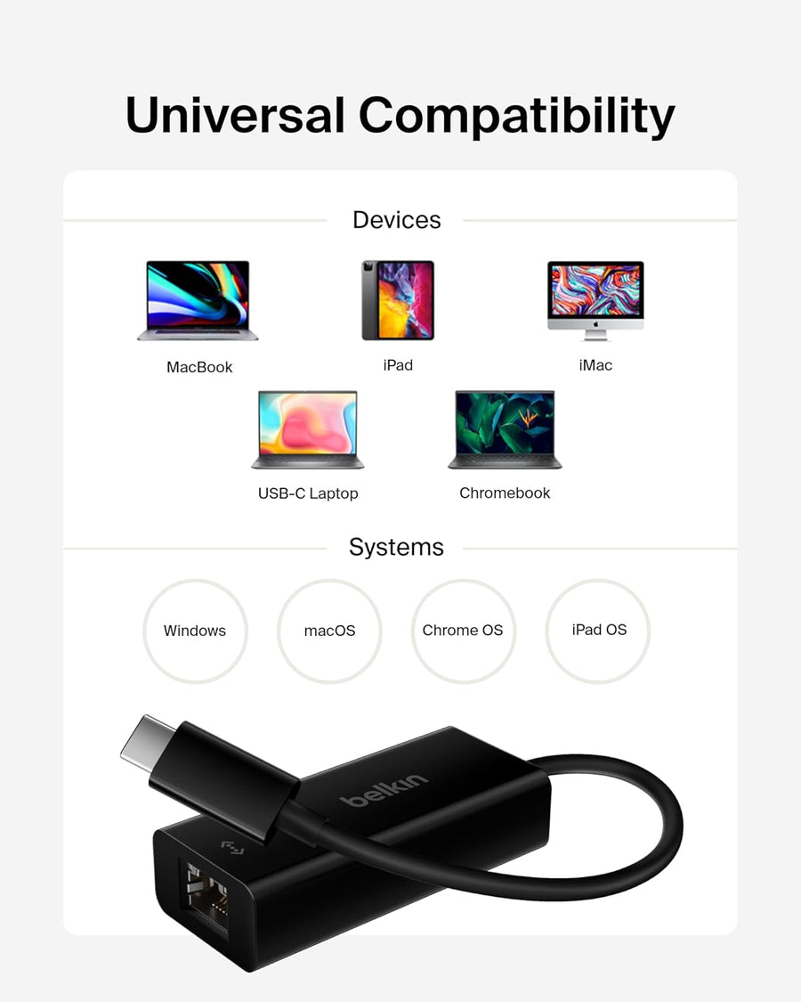 Belkin Usb-If Certified Usb Type C (Usb-C) To Gigabit Ethernet Adapter