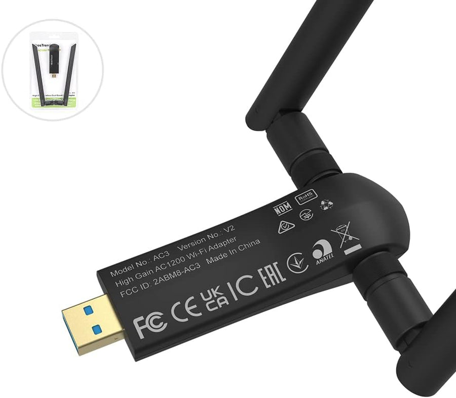 BrosTrend 1200Mbps Long Range USB WiFi Adapter for PC Desktop Laptop of Windows 11/10/8.1/8/7