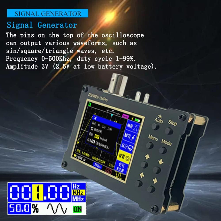Morelian DSO154Pro 320 * 240 Resolution 2.4-inch TFT Color Screen Digital Oscilloscope 40MSa/s Sampling Rate Support Signal Generator