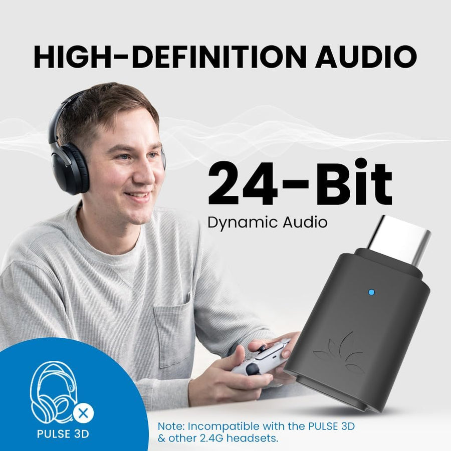 Avantree C81-Gaming - USB-C Bluetooth 5.3 Adapter Dongle for PS5 & Gaming Consoles